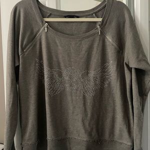 100% to CHARITY Rock & Republic French terry embellished skull sweatshirt XL